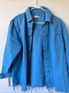 Zara Blue Colored Jean Jacket Denim Size M
